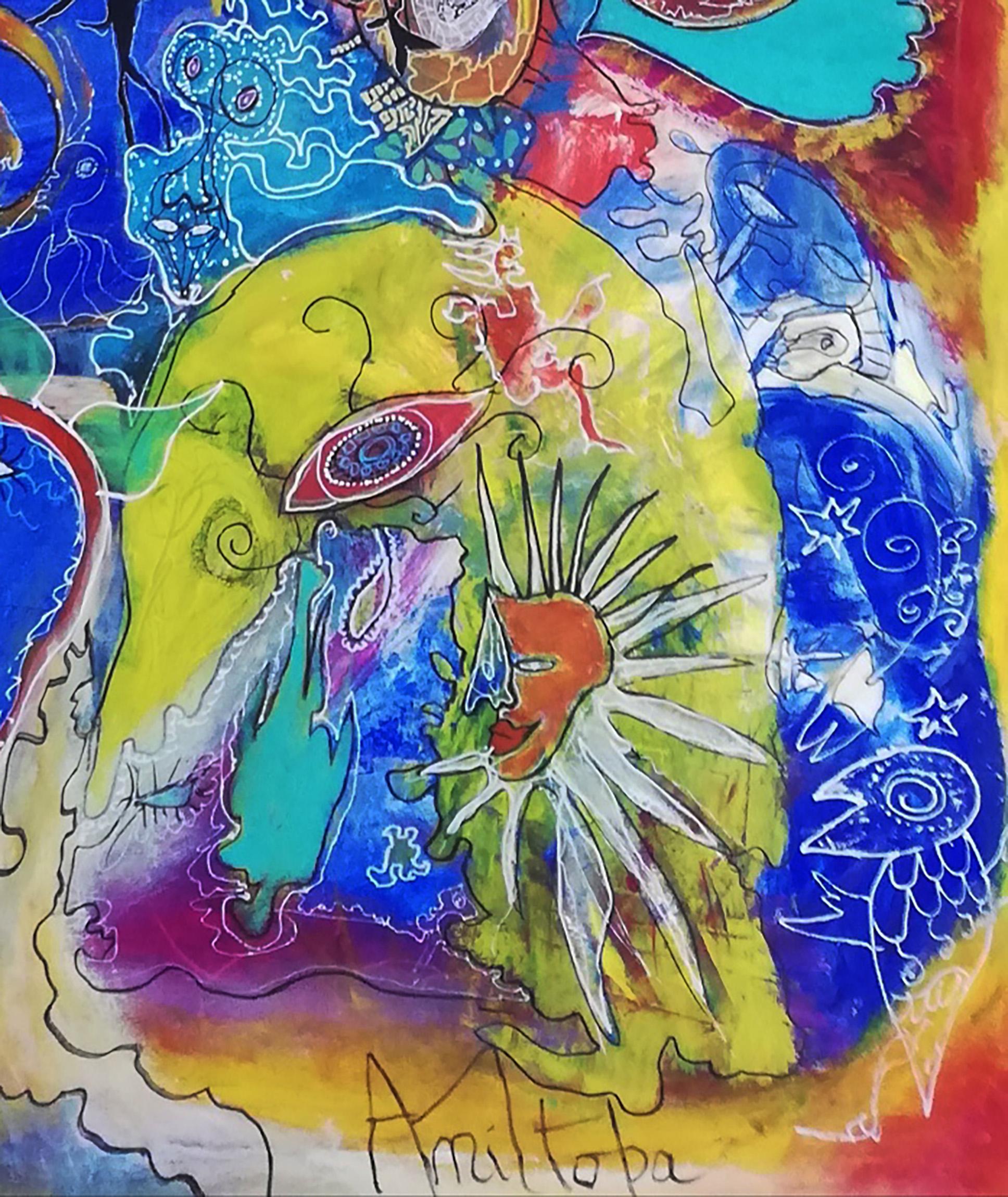 Vol du Cygne Bleu - Abstract Painting Grigio di Manitoba
