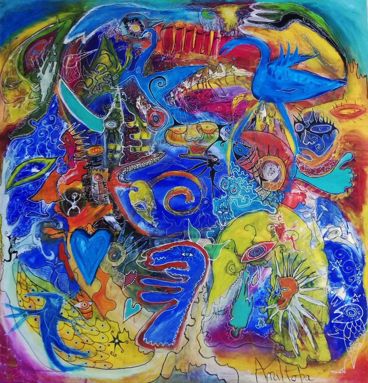 Abstract Painting di Manitoba - Vol du Cygne Bleu