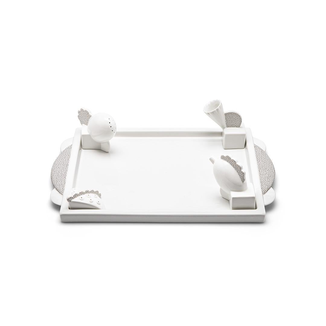 Bandeja de porcelana blanca Manitoba, de Matteo Thun de Memphis Milano Italiano en venta