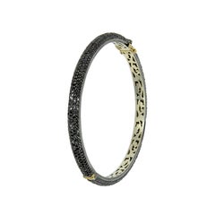 Manjrie Black Diamond 18k Gold handcrafted Victorian Bangle Bracelet