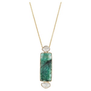 Collier Femme Pendentif émeraude Et Rubis - Or 18 Carats - Cadeau élégant Pour Occasion Spéciale