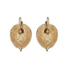 Manjrie Ruby Double-Cut Diamond 22k Gold Artisan Hook Earrings