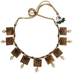 Manjrie Ruby Pearl Coral Emerald Sapphire Diamond 22k Gold Artisan Necklace