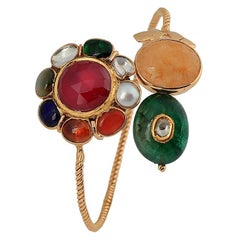 Manjrie Ruby Pearl Coral Emerald Yellow Sapphire Diamond Gold Artisan Bracelet