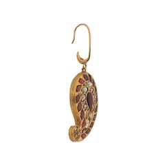 Manjrie Ruby Uncut Diamond 18k Gold Artisan Hook Earrings