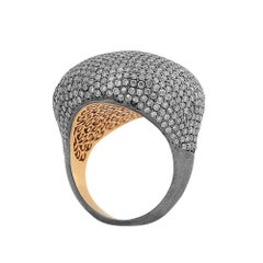 Manjrie Single-Cut Diamond 18k Gold handcrafted  Cocktail Dome Ring