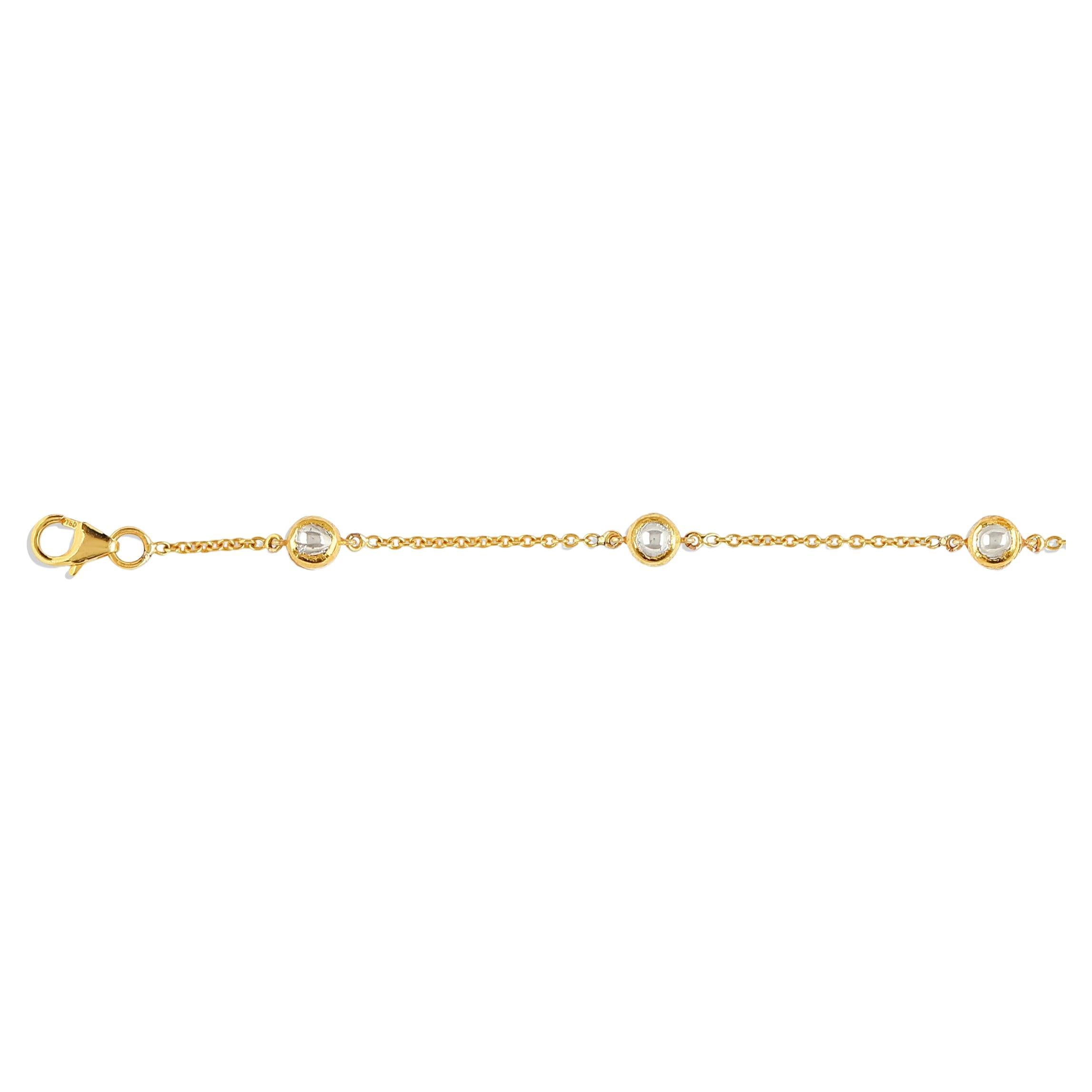 18 Karat Yellow Gold Double-Sided Bracelet with Uncut Diamonds For Sale