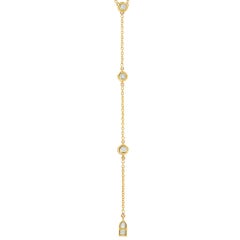 18 Karat Gelbgold Krawattentropfen-Halskette mit ungeschliffenen Diamanten