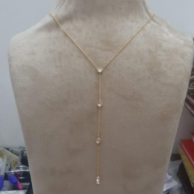 Contemporary 18 Karat Yellow Gold Tie Drop Necklace with Uncut Diamonds For Sale