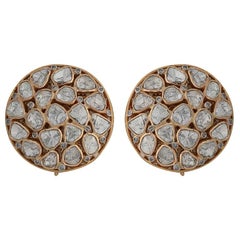 Manjrie Orecchini con diamante non tagliato in oro 18k realizzati a mano in stile contemporaneo