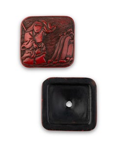 Manju Netsuke in red lacquer carved using tsuishu technique