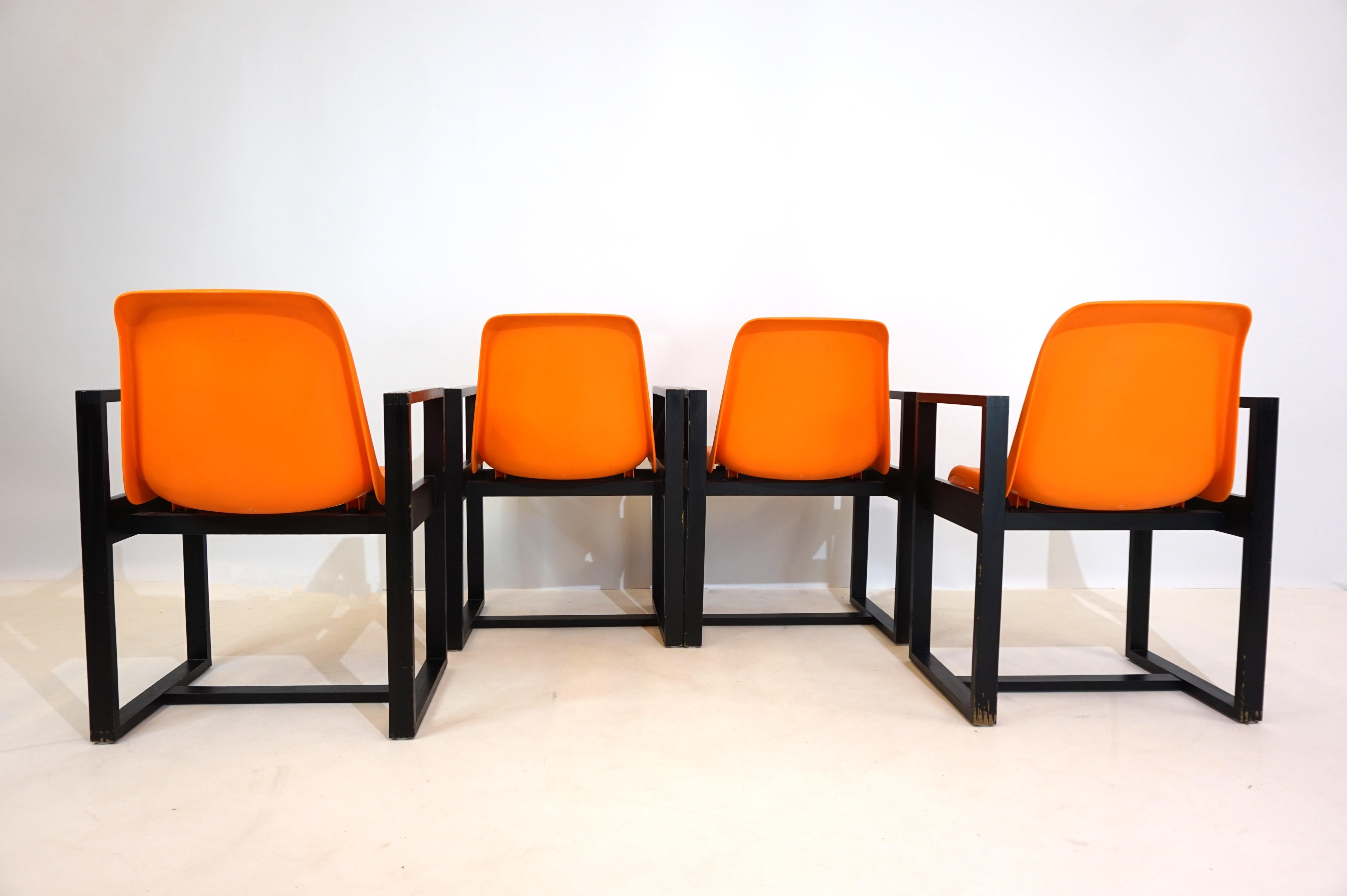 Mann Möbel Set of 4 Dining Room/Office Chairs 70s For Sale 3