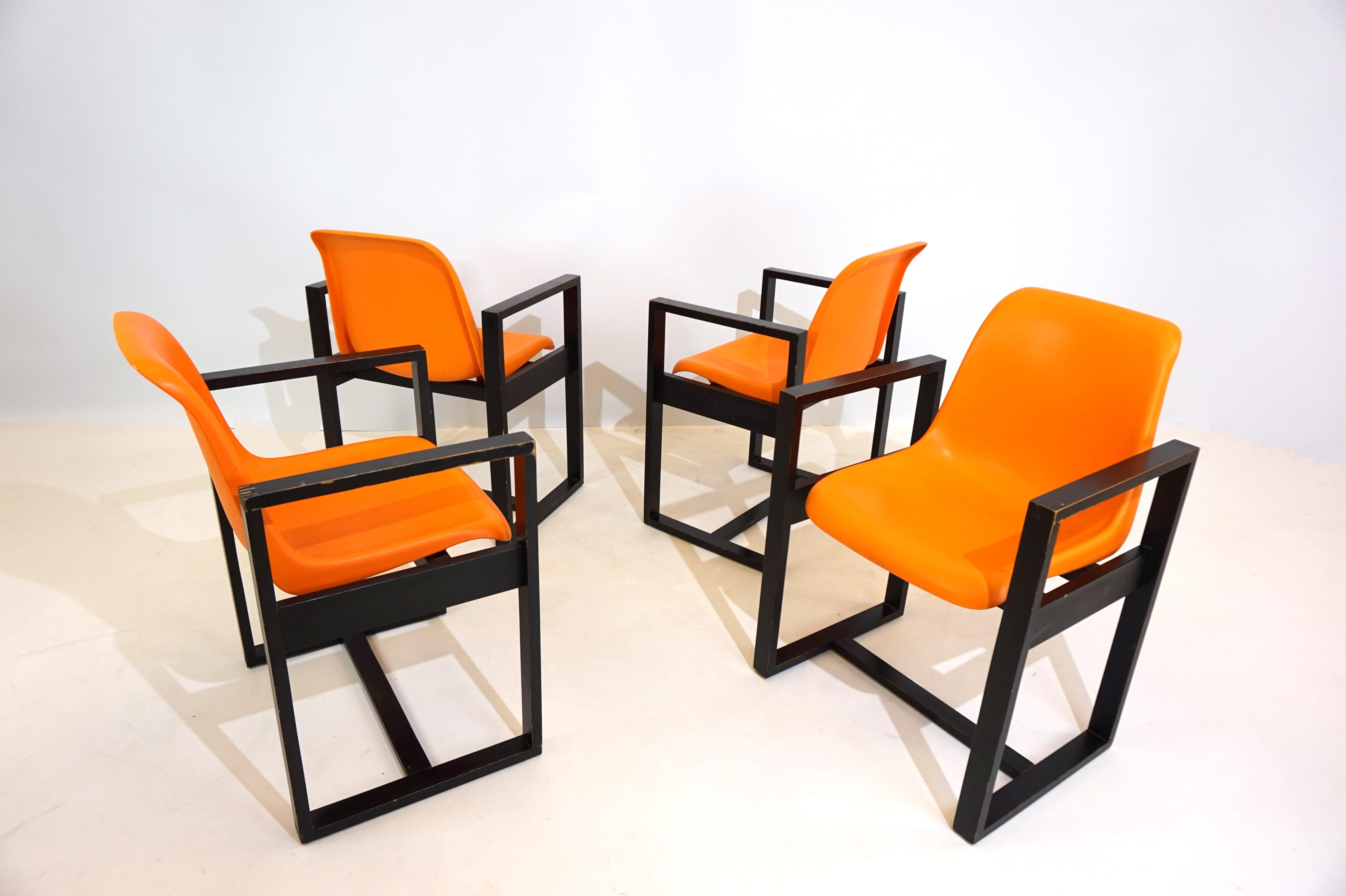 Mann Möbel Set of 4 Dining Room/Office Chairs 70s For Sale 5