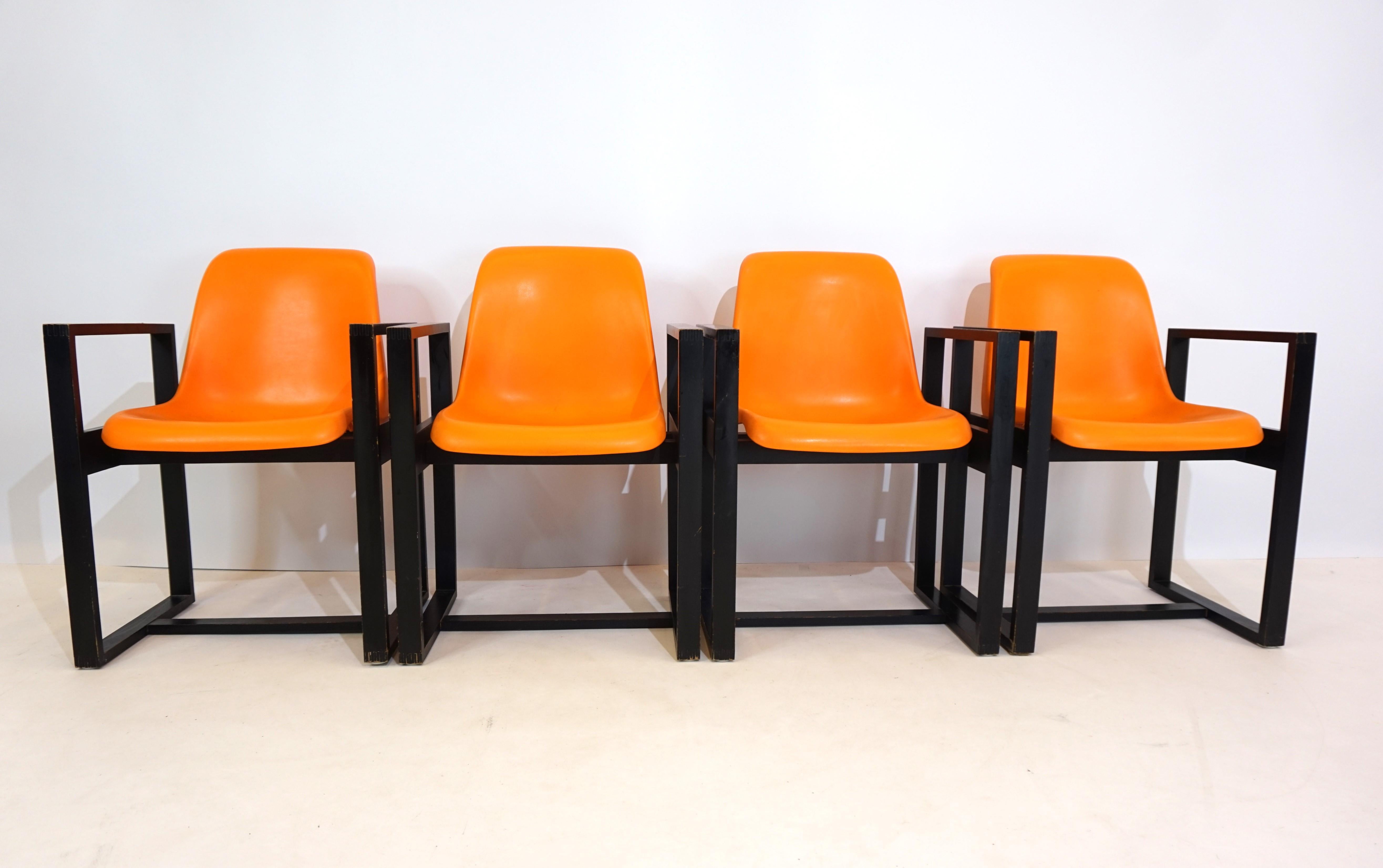 German Mann Möbel Set of 4 Dining Room/Office Chairs 70s For Sale