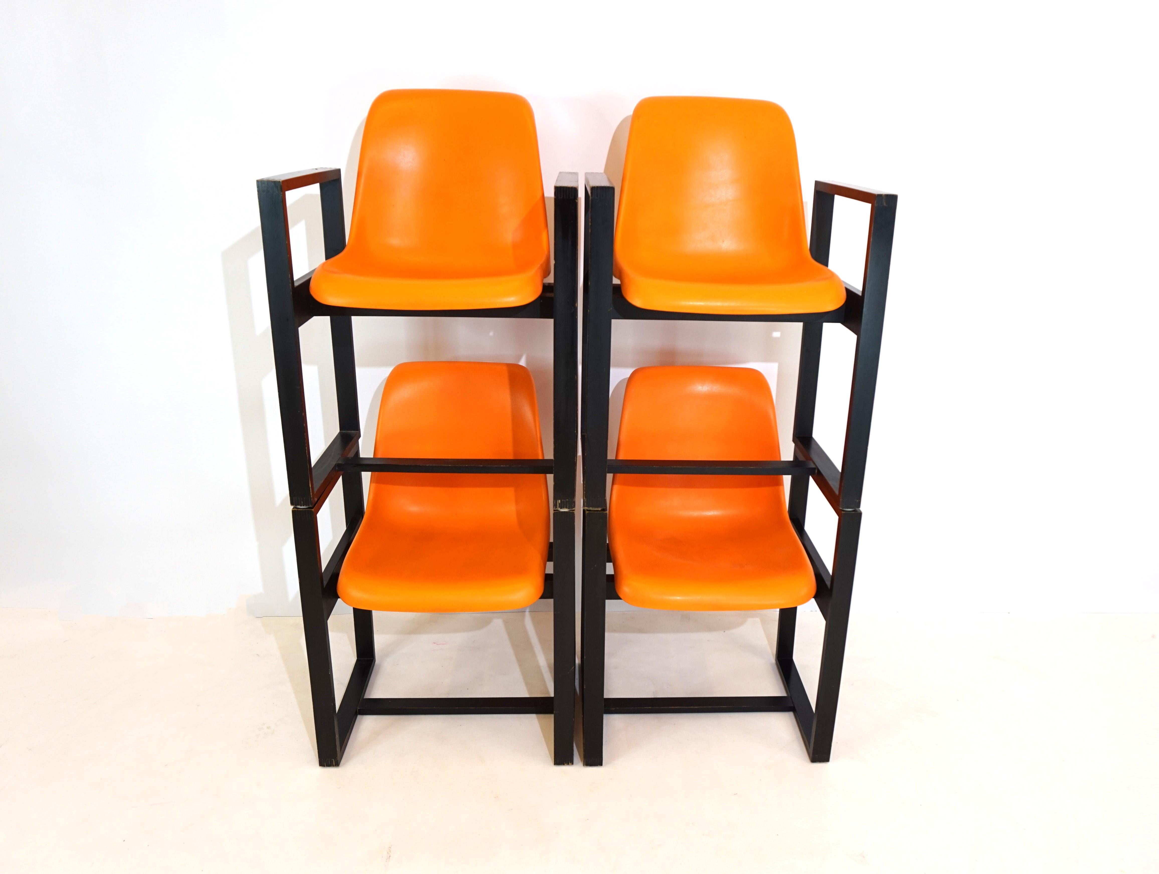 Acrylic Mann Möbel Set of 4 Dining Room/Office Chairs 70s For Sale