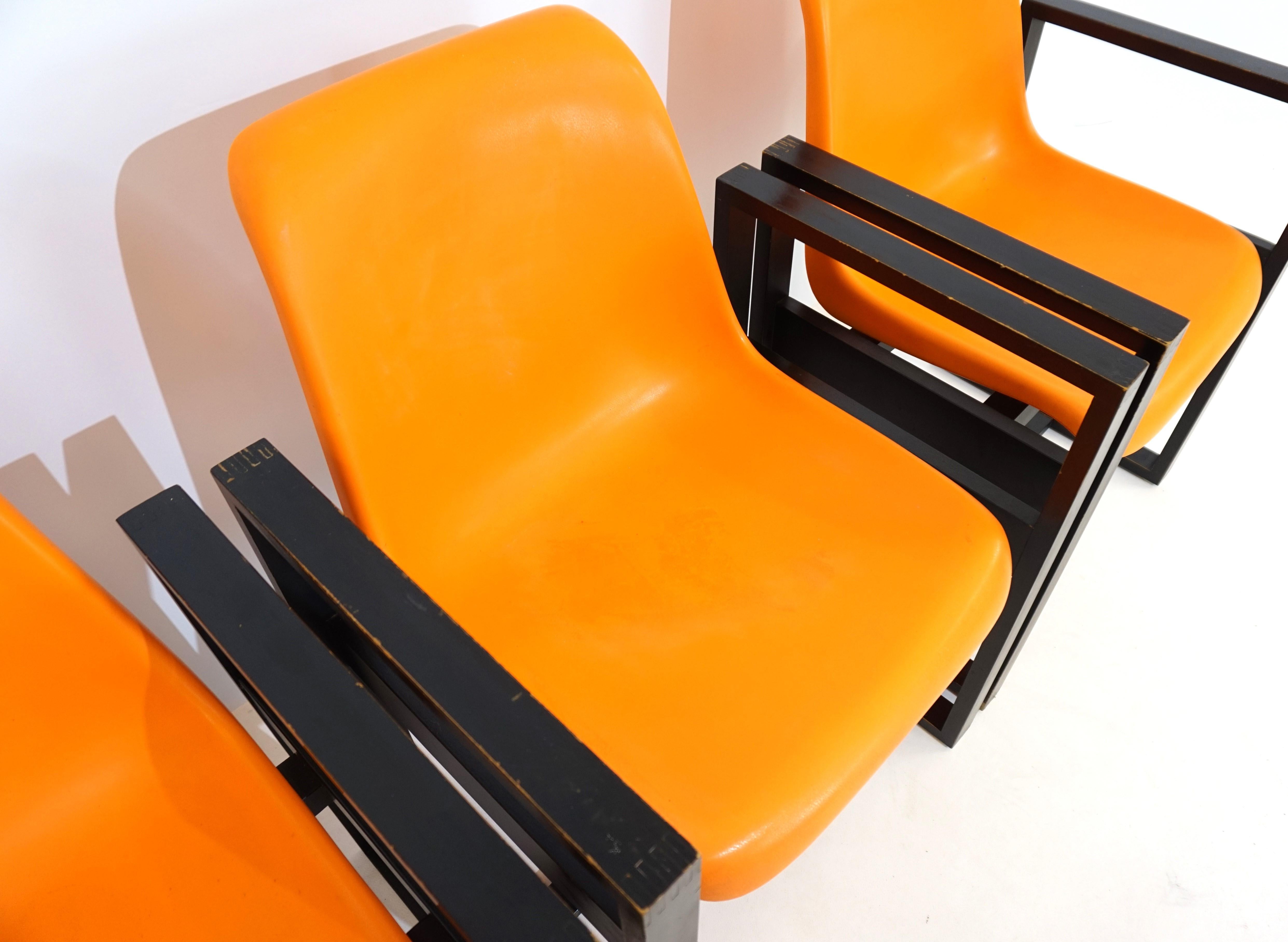 Mann Möbel Set of 4 Dining Room/Office Chairs 70s For Sale 1