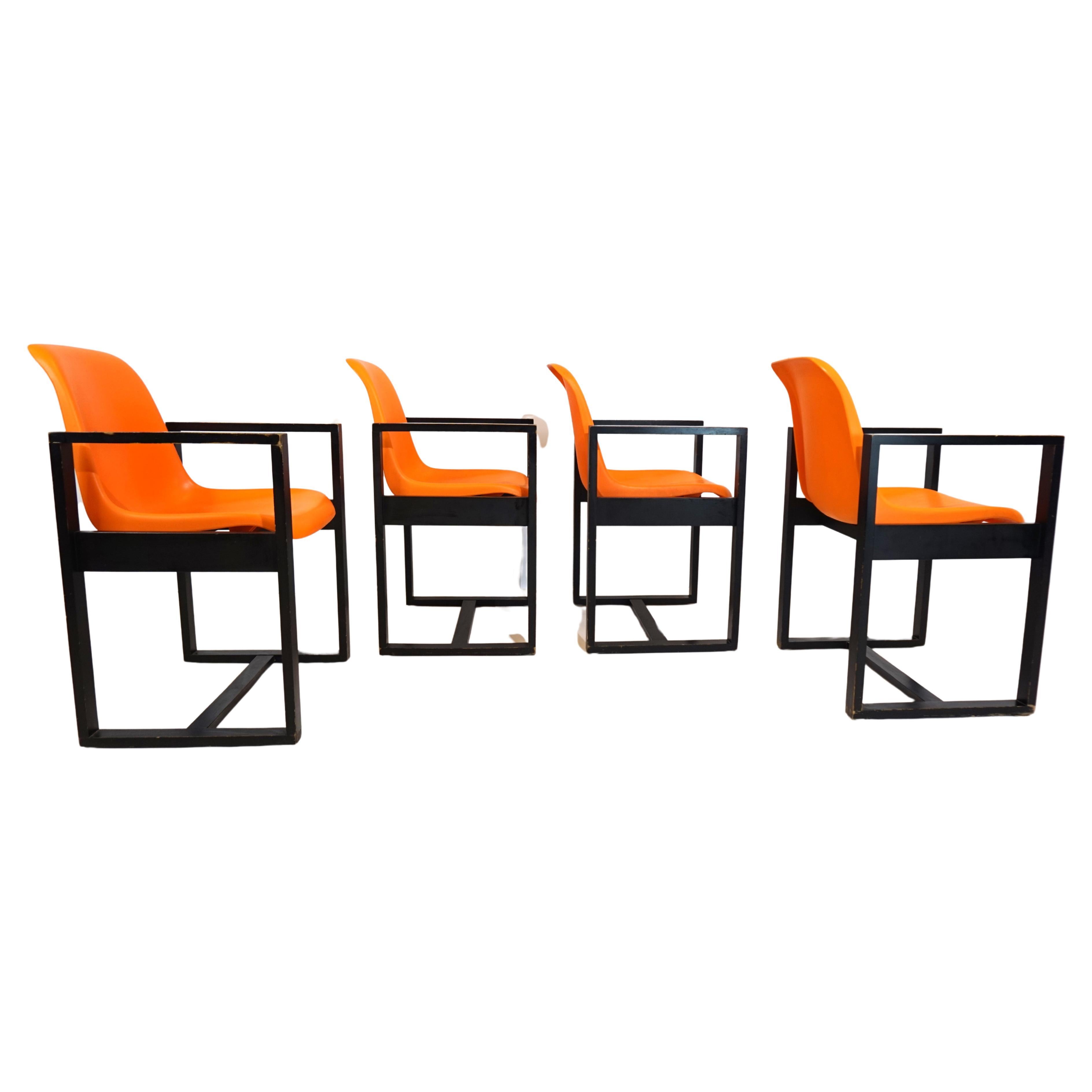 Mann Möbel Set of 4 Dining Room/Office Chairs 70s For Sale