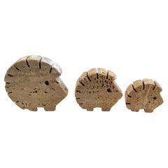 Retro Mannelli F.Lli Travertine Ornaments Three Porcupines Minimalist Style