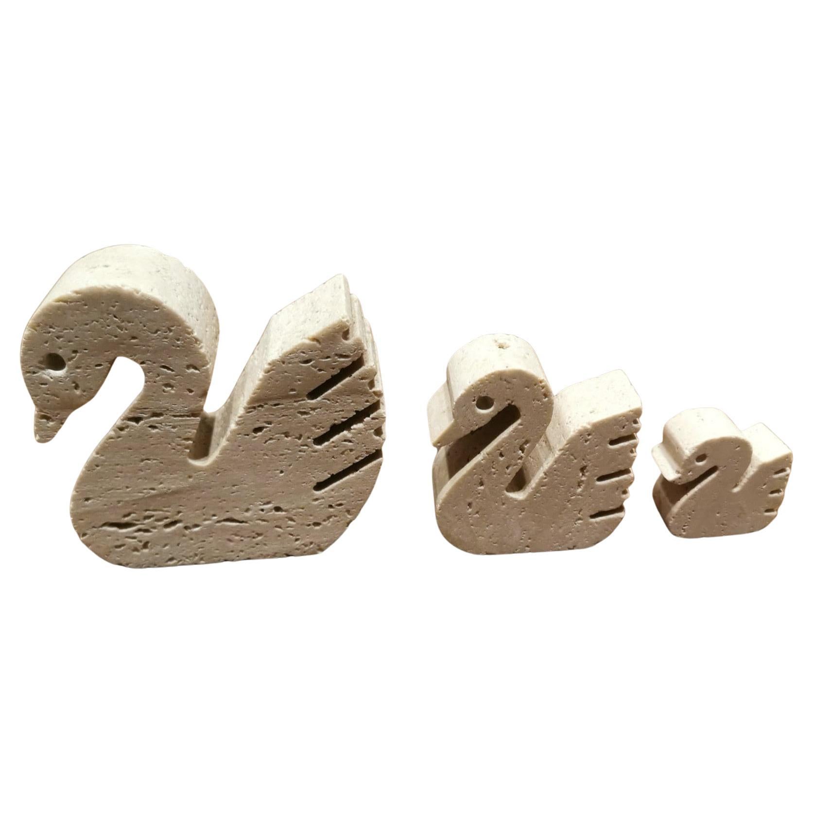 Mannelli F.Lli Travertine Ornaments Three Swans Minimalist Style