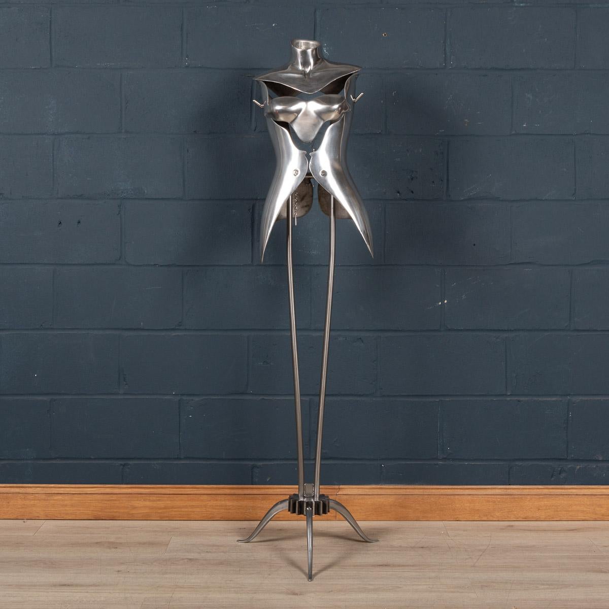 A stylish mannequin designed by Nigel Coates, made for Jigsaw Clothing Company, Knightsbridge, London in the latter part of the 20th century. Made in aluminium with sectional constructed torsos, these are some of the most striking design of