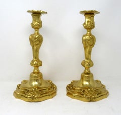 Manner Juste Aurèle Meissonier Large Pair French Ormolu Bronze Dore Candlesticks