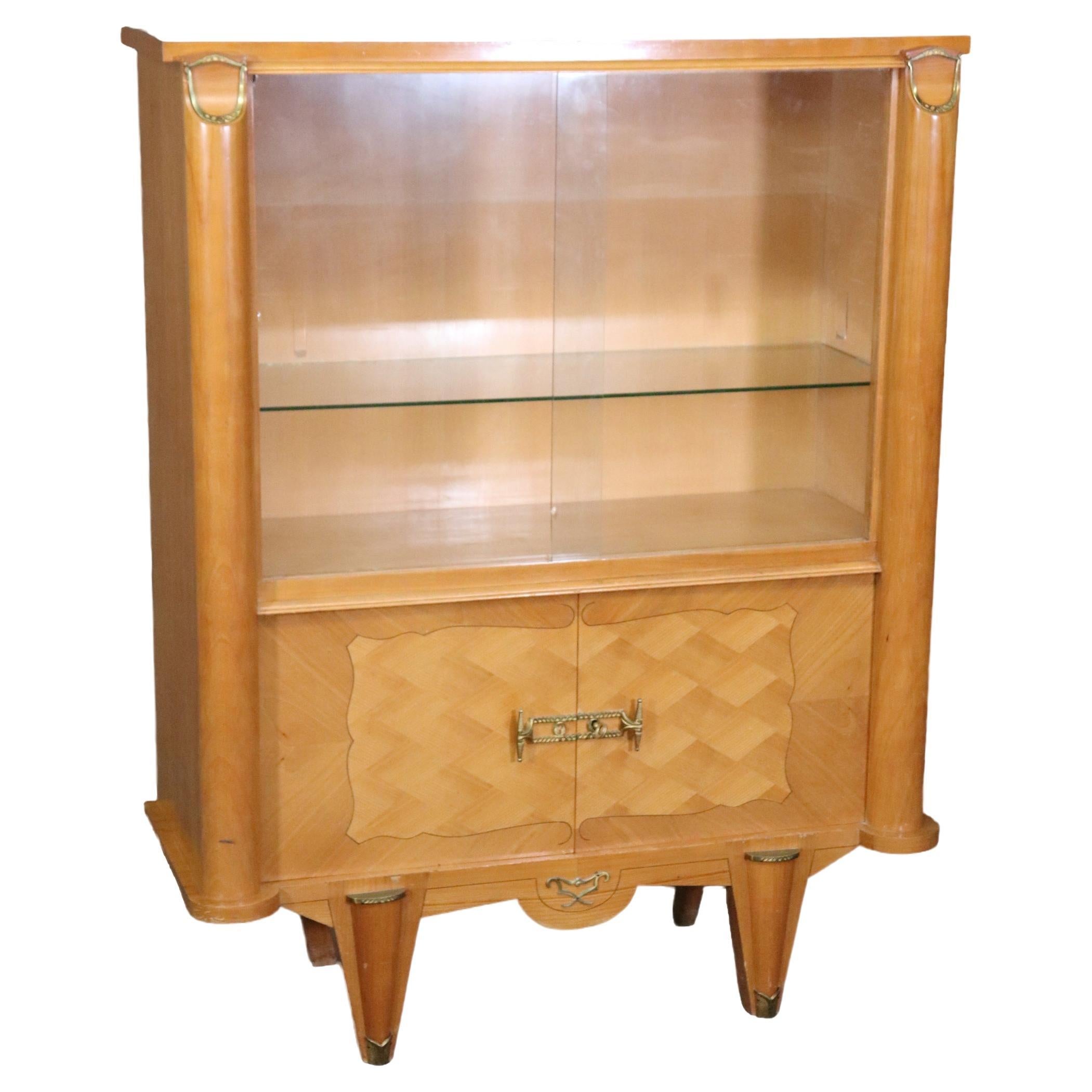 Manner of Andre Arbus Sycamore Art Deco Mid Century Modern China Cabinet  For Sale