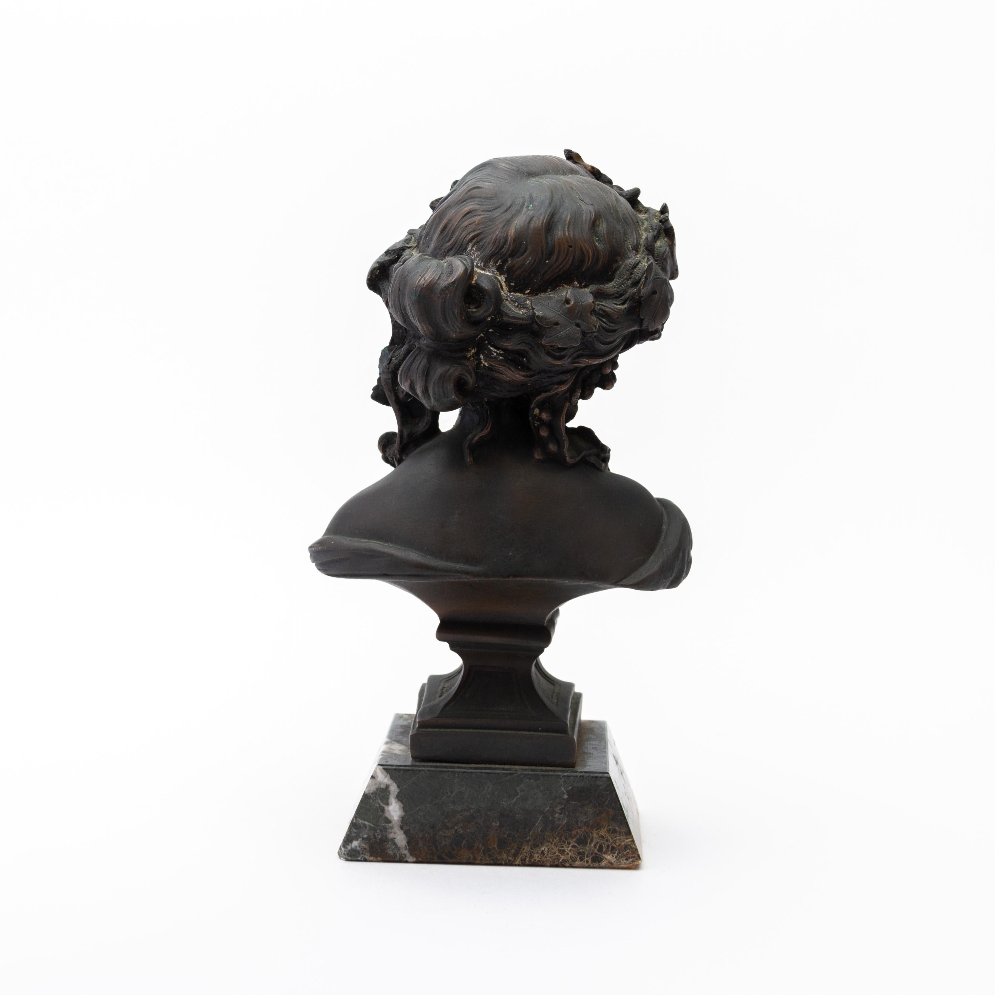 Manner of Auguste Joseph Peiffer Bronzed Bust of a Young Woman In Good Condition For Sale In Nottingham, GB