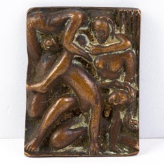 Manner of Auguste Rodin Bronze Relief Nudes Artist Plaque