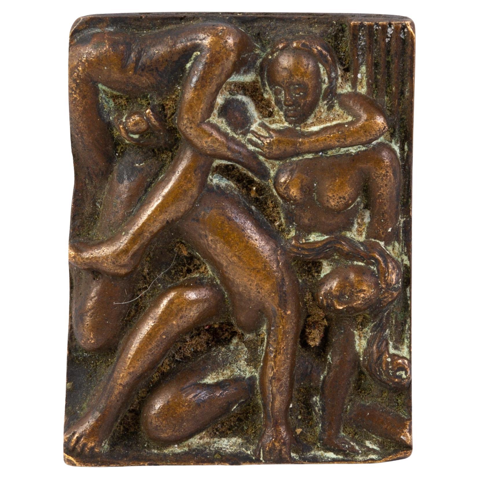 Manner of Auguste Rodin Bronze Relief Nudes Artist Plaque