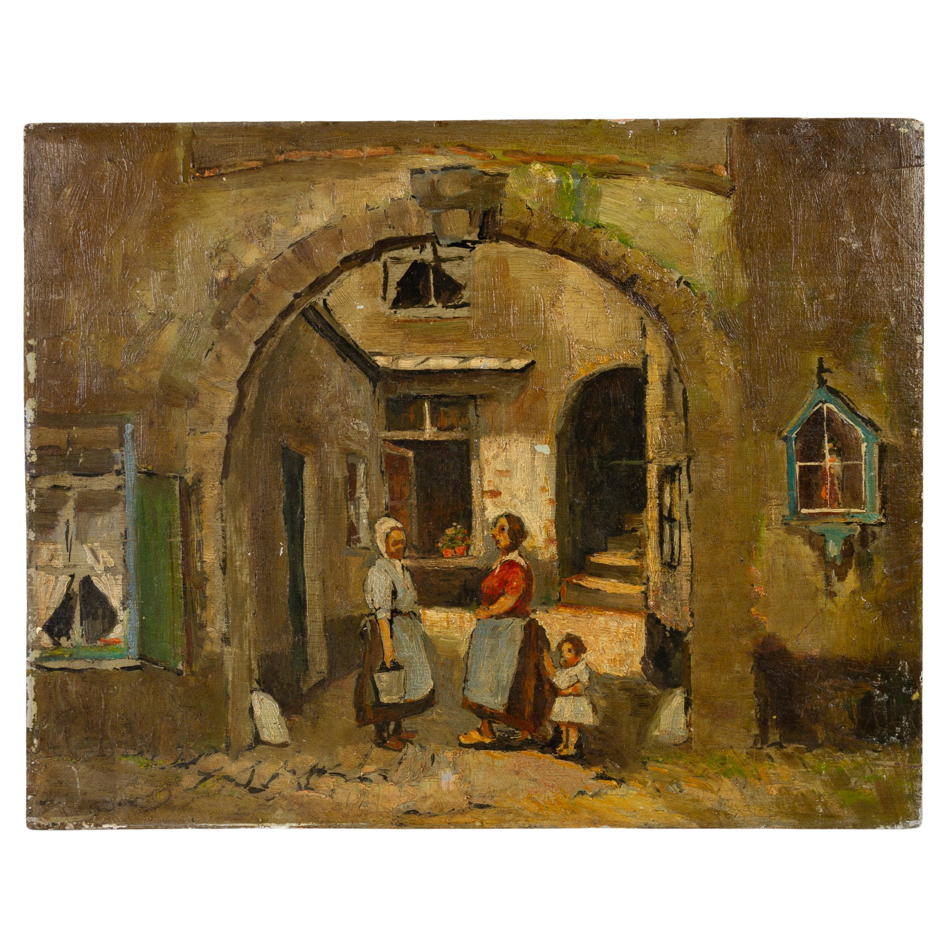 Pintura al óleo belga Manera de Charles-Edouard DuBois en venta