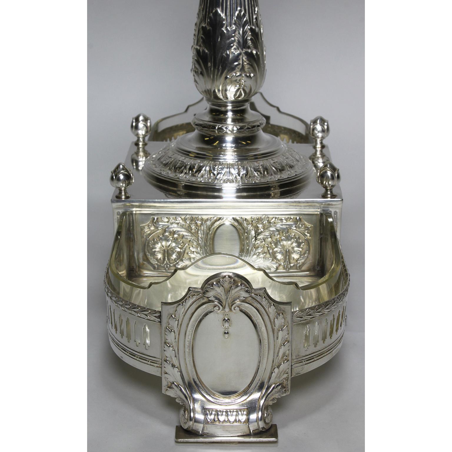 Manner of Christofle 19th-20th Century Silver-Plated & Crystal Fruit Centerpiece For Sale 2