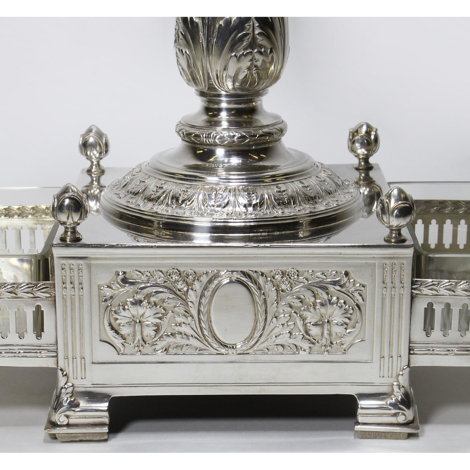 Neoclassical Revival Manner of Christofle 19th-20th Century Silver-Plated & Crystal Fruit Centerpiece For Sale