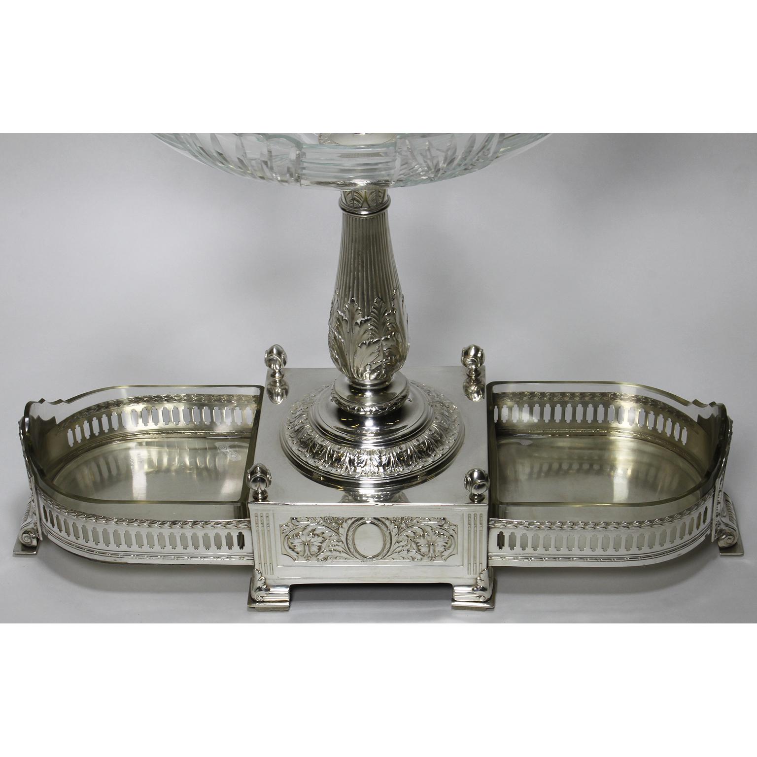 Unknown Manner of Christofle 19th-20th Century Silver-Plated & Crystal Fruit Centerpiece For Sale
