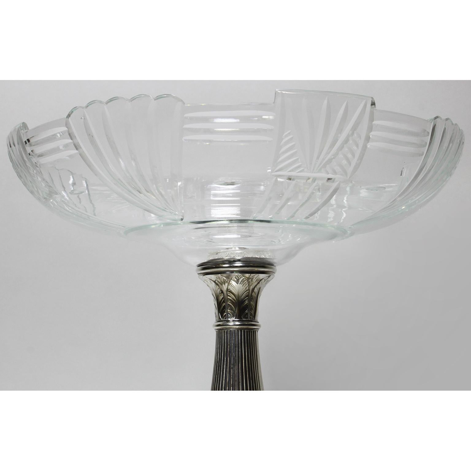 Manner of Christofle 19th-20th Century Silver-Plated & Crystal Fruit Centerpiece In Good Condition For Sale In Los Angeles, CA