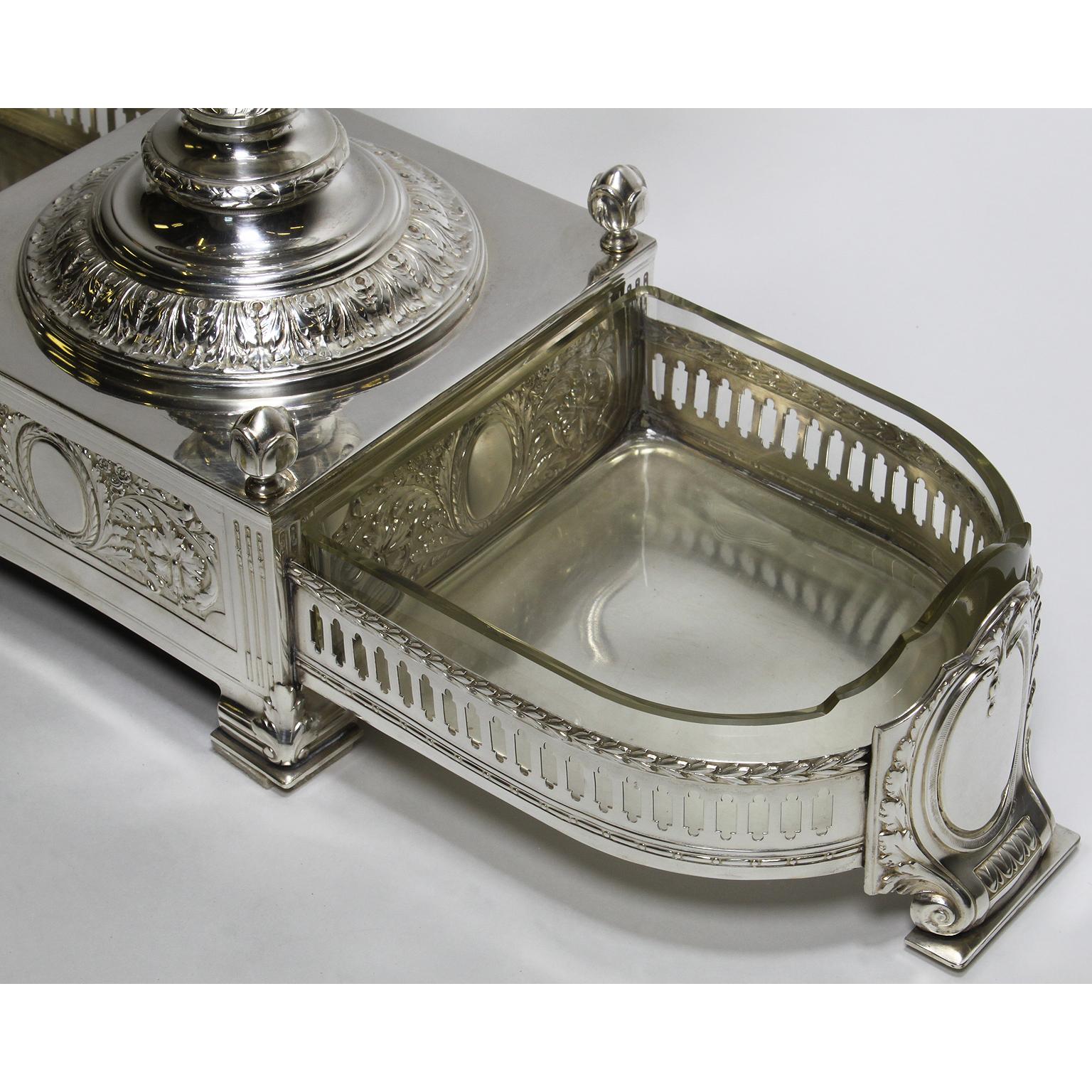 Early 20th Century Manner of Christofle 19th-20th Century Silver-Plated & Crystal Fruit Centerpiece For Sale