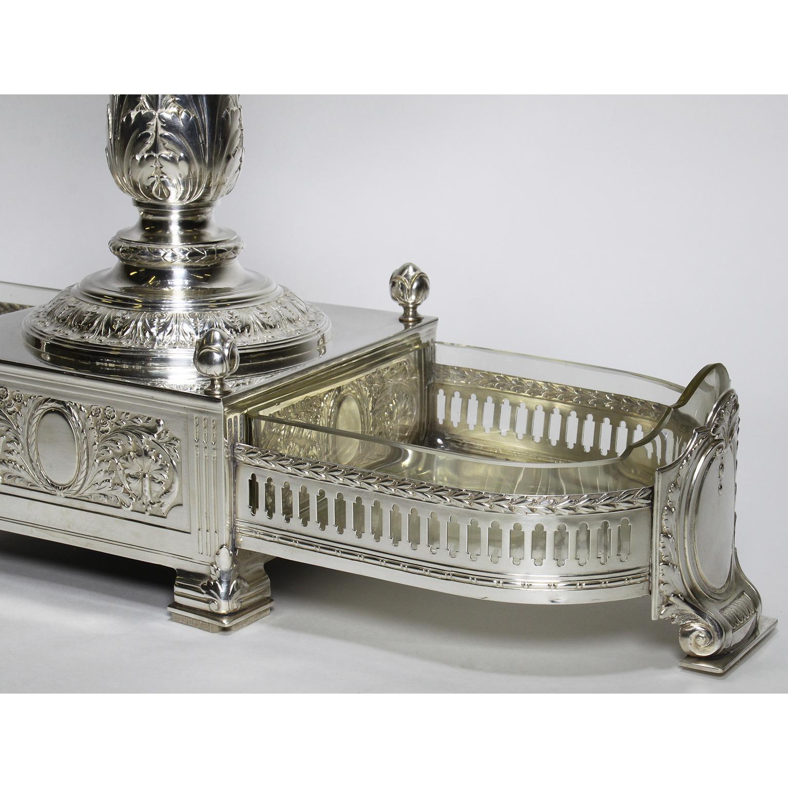 Metal Manner of Christofle 19th-20th Century Silver-Plated & Crystal Fruit Centerpiece For Sale
