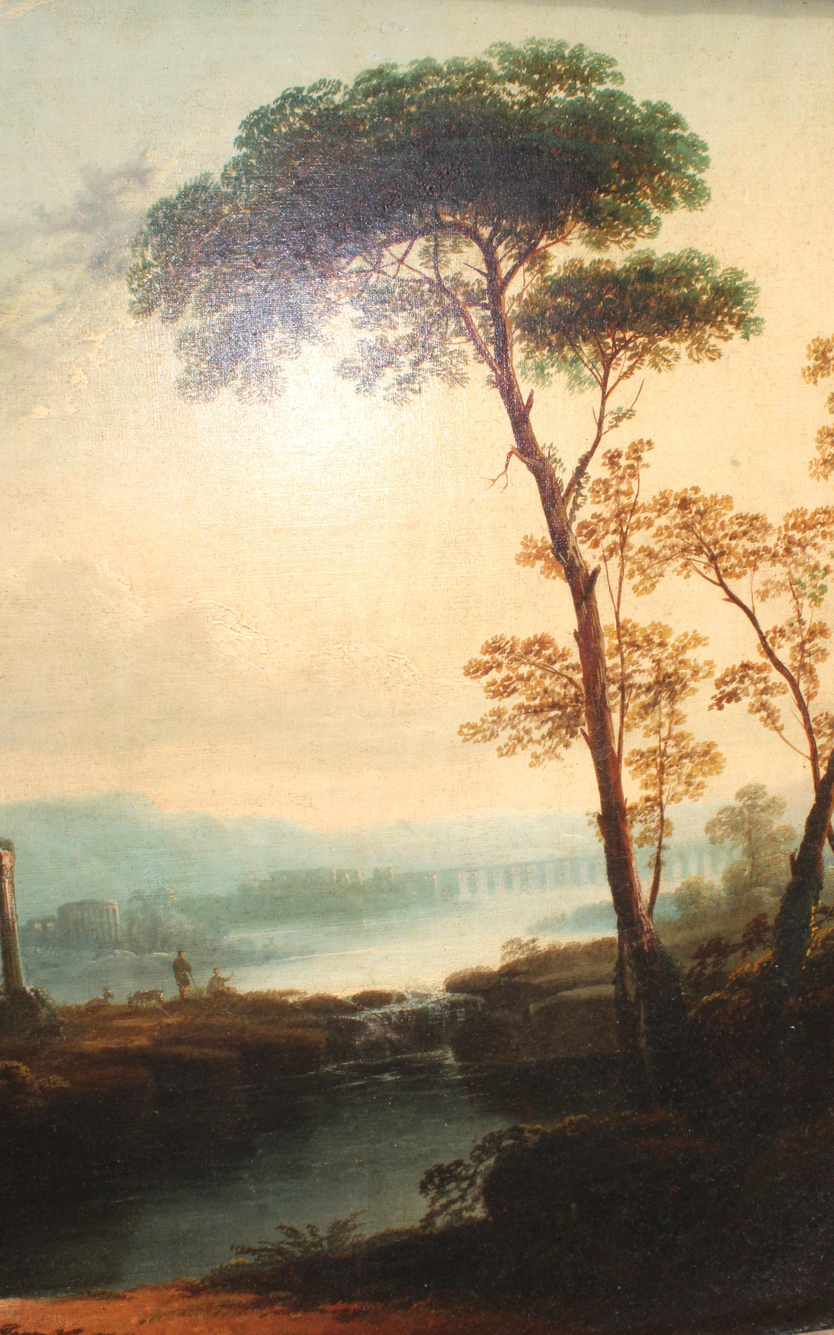 18th Century Manner of Claude Lorrain The Goat heard in Arcadian Landscape For Sale