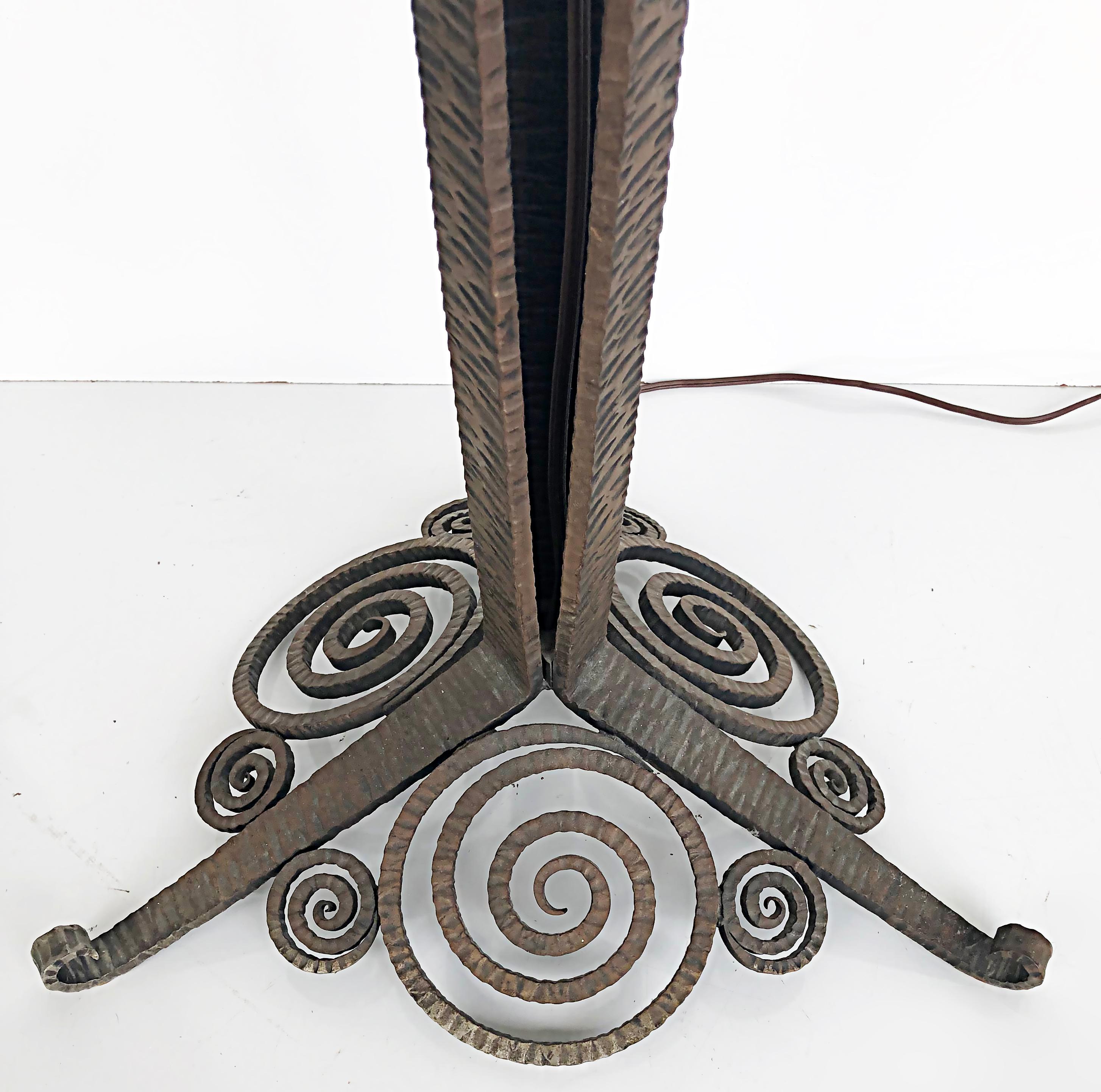 20th Century Manner of Edgar Brandt Torchiere Floor Lamp, Art Deco Style