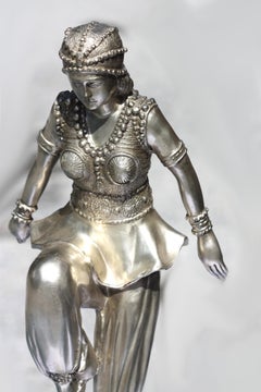Manner of Erte, Silvered Bronze Female Dancer