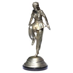Manner of Erte, Silvered Bronze Female Dancer