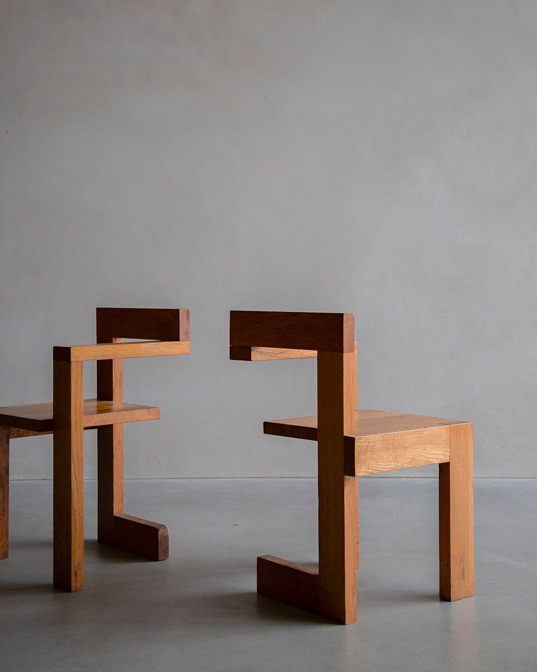 Manner Of Gerrit Rietveld - Steltman Chair - 1970s Dutch interpretation In Good Condition For Sale In Hasselt, VLI