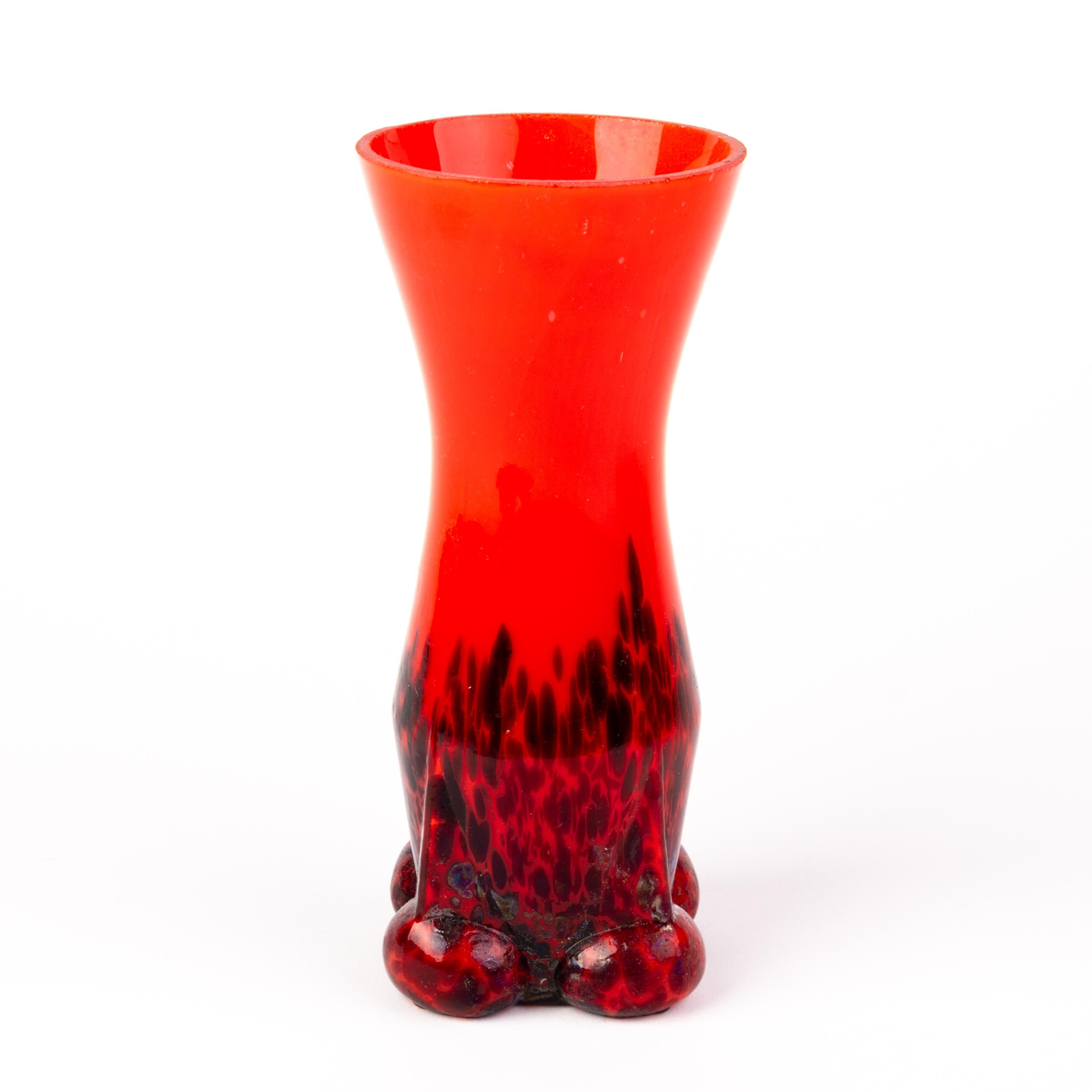 20th Century Manner of Loetz Czech Art Deco Red Spatter Glass Vase For Sale