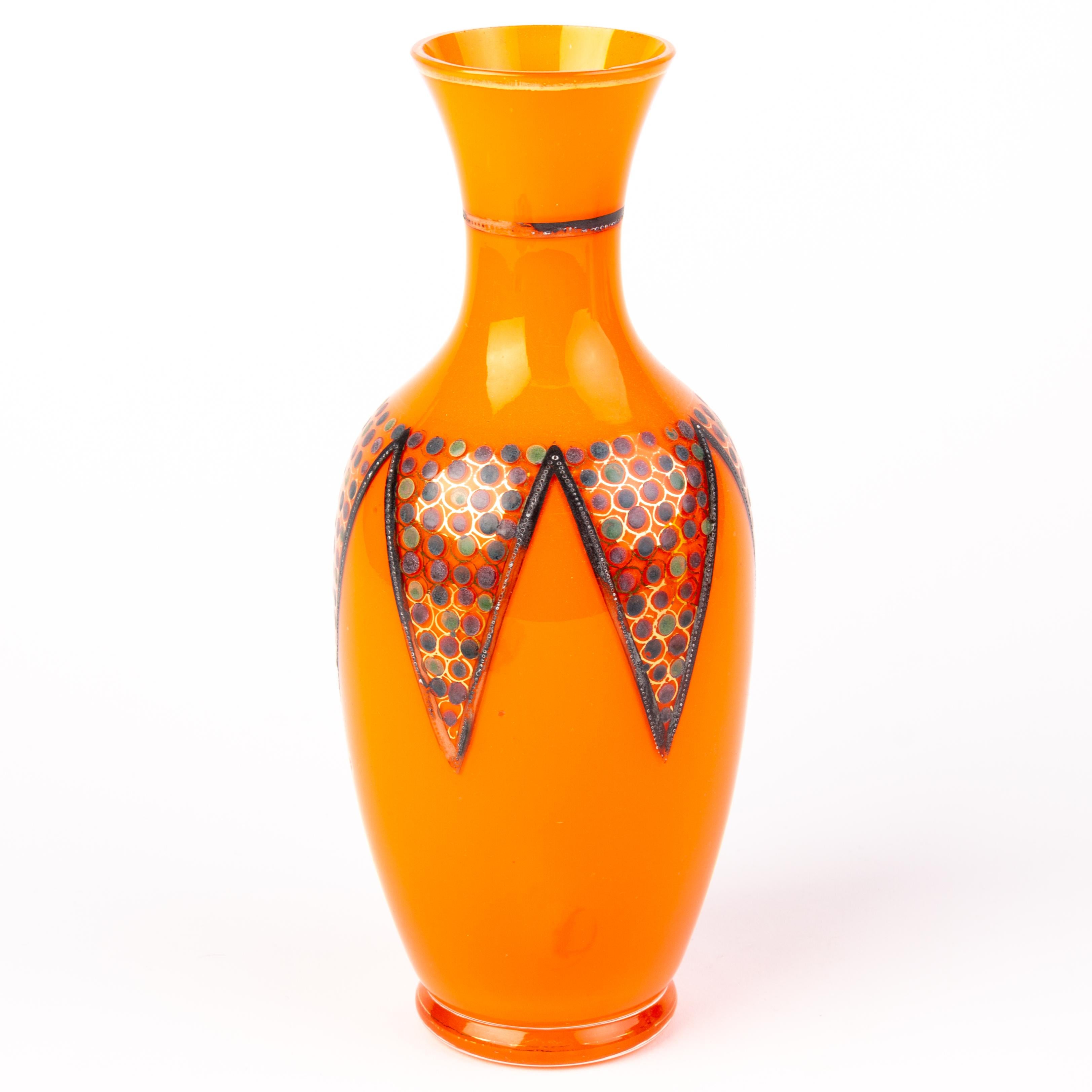 In good condition
From a private collection
Manner of Loetz Orange Tango Bohemian Glass Art Nouveau Vase
