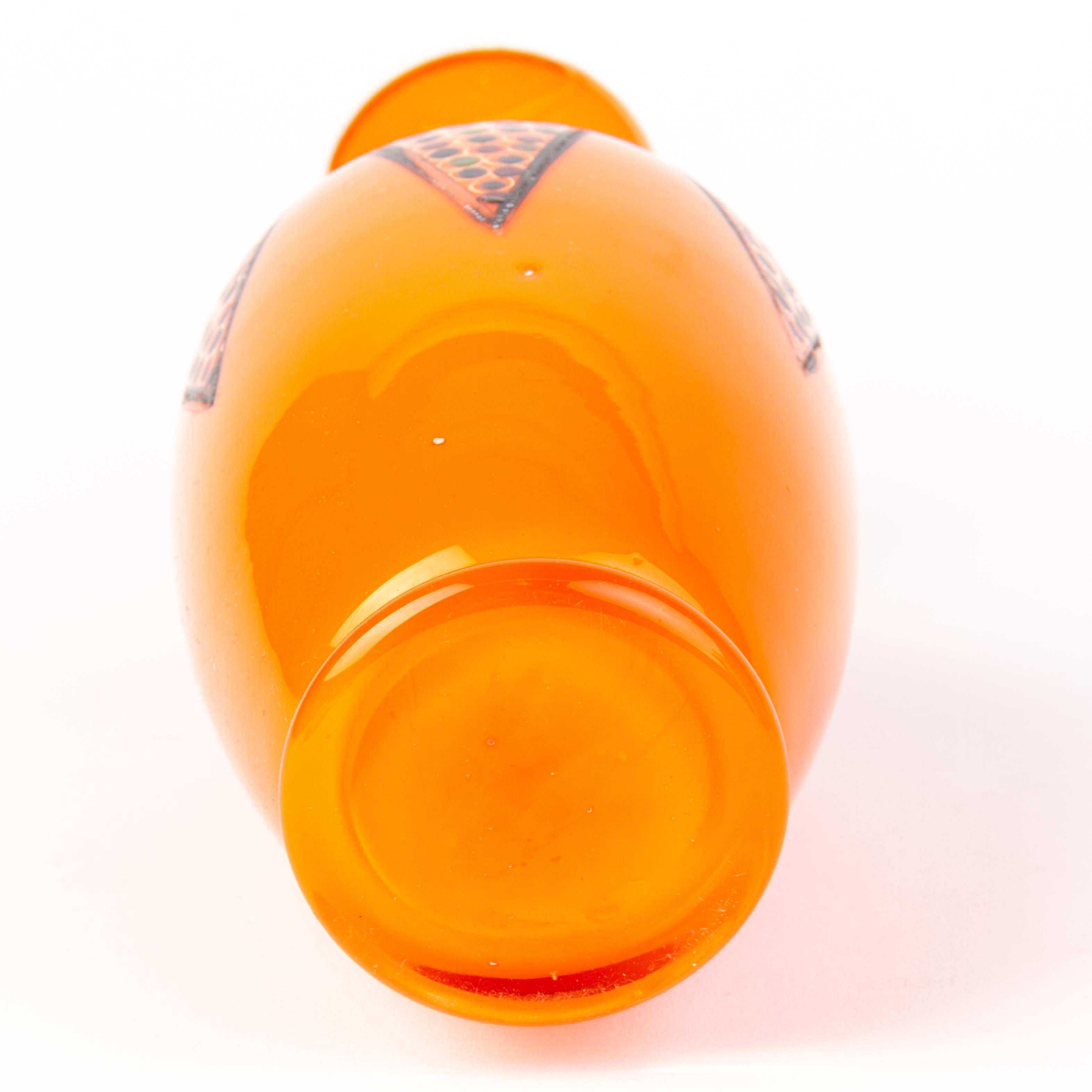 Manner of Loetz Orange Tango Bohemian Glass Art Nouveau Vase 1