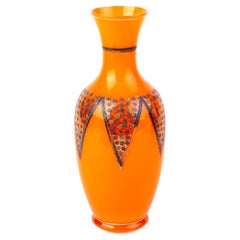 Antique Manner of Loetz Orange Tango Bohemian Glass Art Nouveau Vase