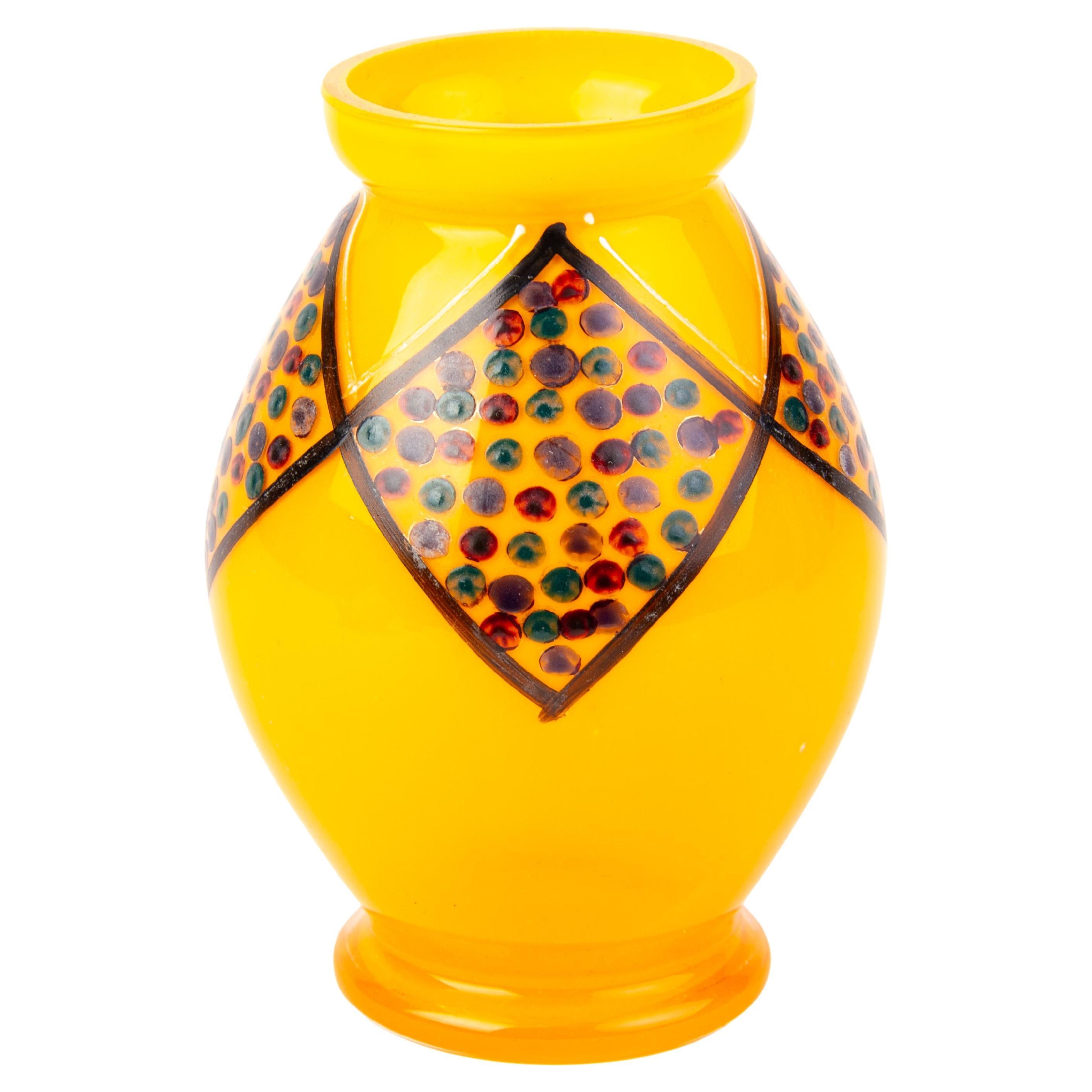 Manner of Loetz Orange Tango Bohemian Glass Art Nouveau Vase For Sale