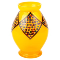 Antique Manner of Loetz Orange Tango Bohemian Glass Art Nouveau Vase