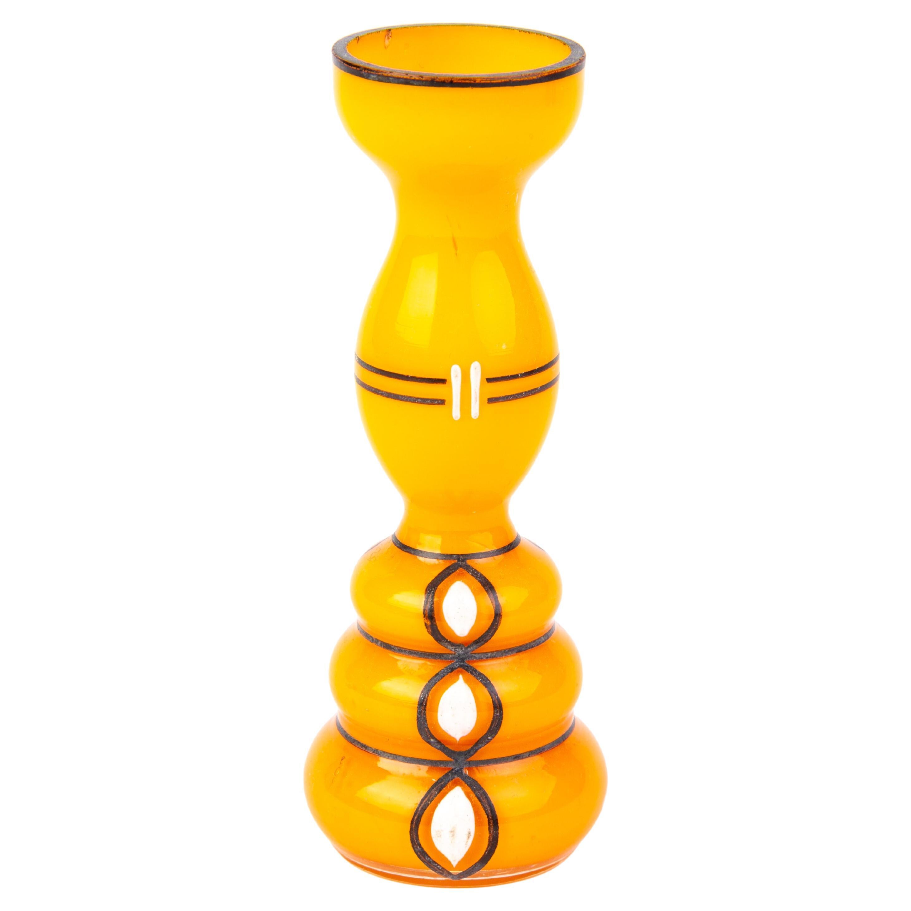 Manner of Loetz Orange Tango Glass Art Deco Vase