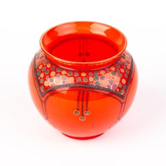 Manner of Loetz Tango Enamel Bohemian Glass Art Nouveau Vase