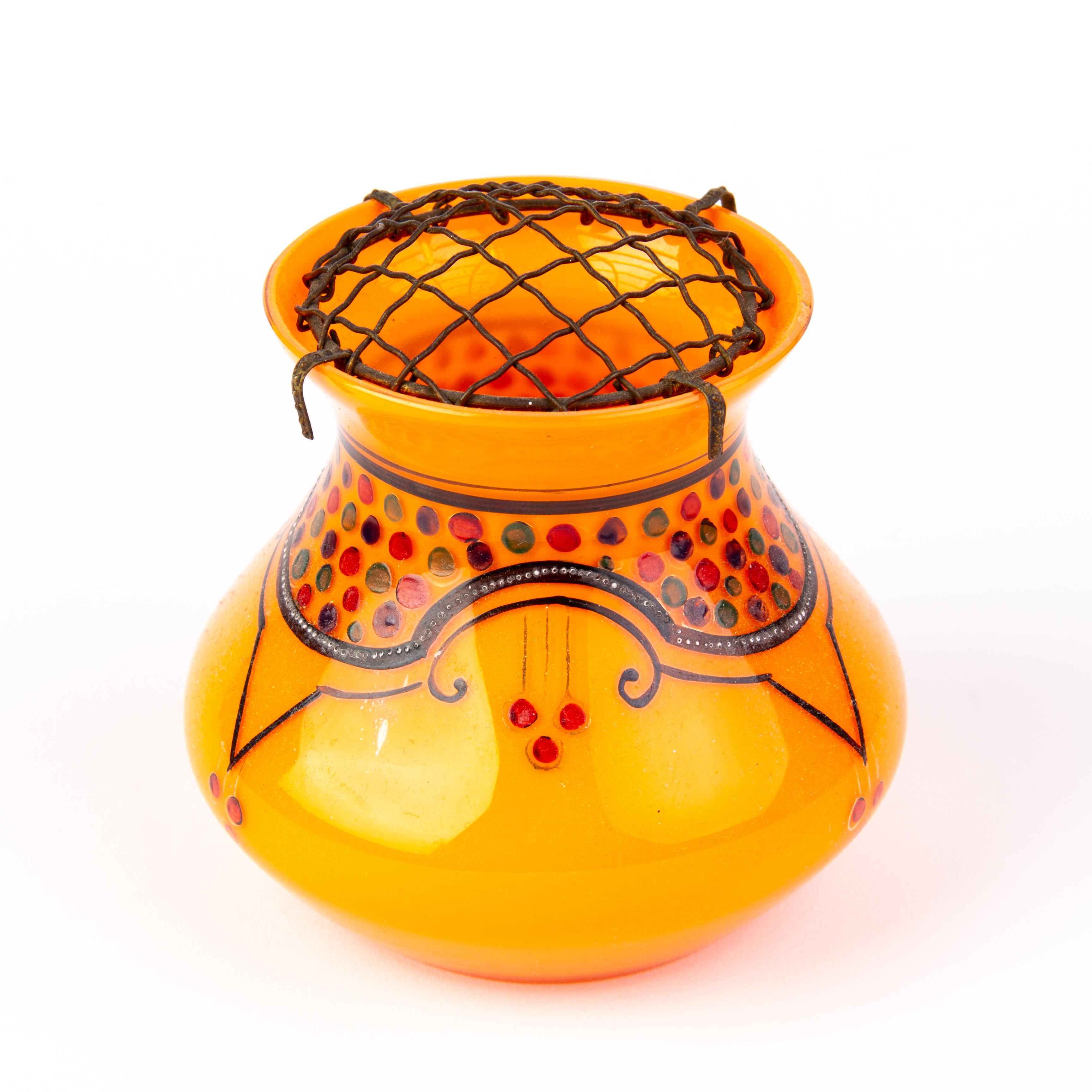 Manner of Loetz Tango Enamel Bohemian Glass Art Nouveau Vase In Good Condition For Sale In Nottingham, GB